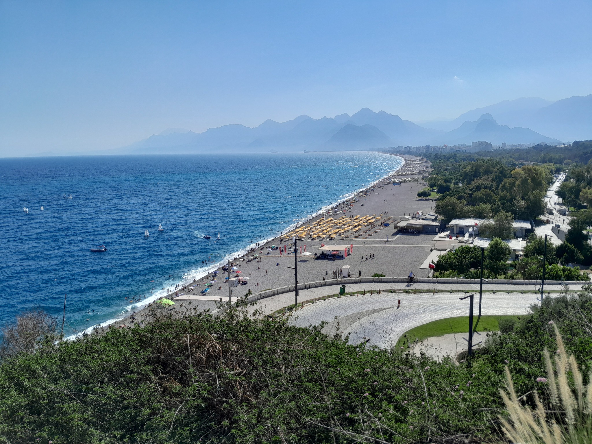 Konyaalti Beach in Antalya with the Mediterranean Sea and Taurus Mountains